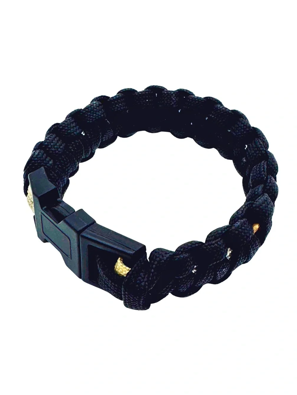 Black Paracord Survival Bracelet Tactical Woven Cord Buckle Wristband